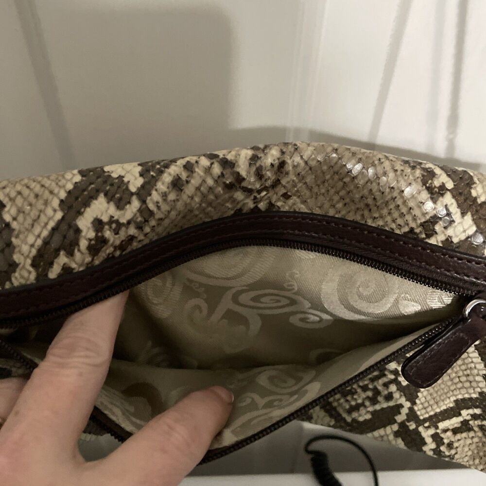 Brighton Python Snakeskin Convertible Handbag Clu… - image 10